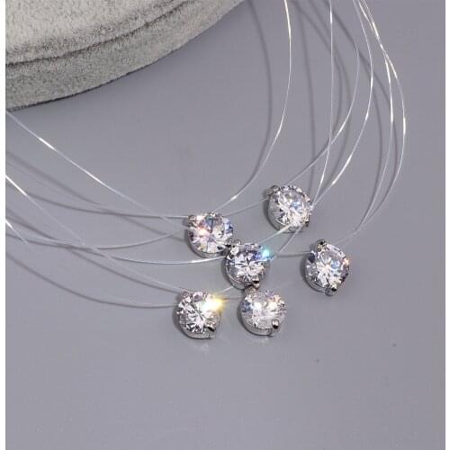 Sexy Transparen Invisible Line White Cubic Zircon Choker Necklace For Women 2017 New Crystal Jewelry Bijoux Super Shinning X174