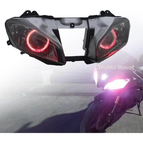 Motorcycle Front Headlight Custom Projector HID Headlight Assembly Red Angel Eyes For Yamaha YZF R6 2008-2015