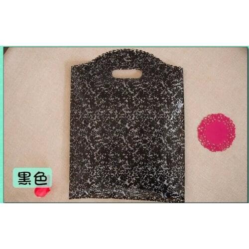 30x40cm Personalized logo printed Plastic Gift Shopping Bag with Handle Black T-shirt Clothes Party Favor Package Bags