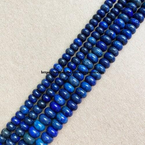 2lots more 10% off ! Natural Stone Smooth Rondelle Dyed Lapis Lazuli 7" Loose Beads 4X6 5X8mm Pick Size For Jewelry Making DIY