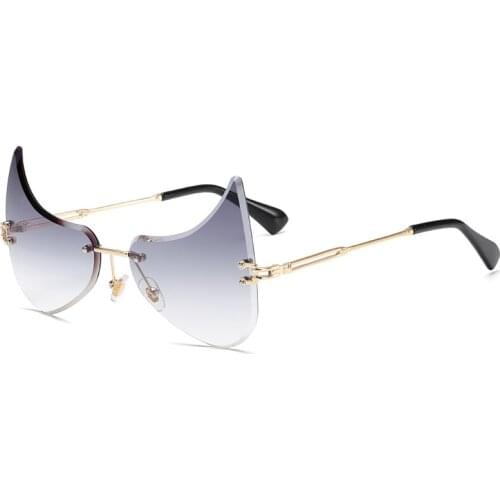 Rimless Cat Eye Sunglasses Luxury Brand Design Women Metal Personality Sun glasses Fashion Shades UV400 Eyewear oculos de sol