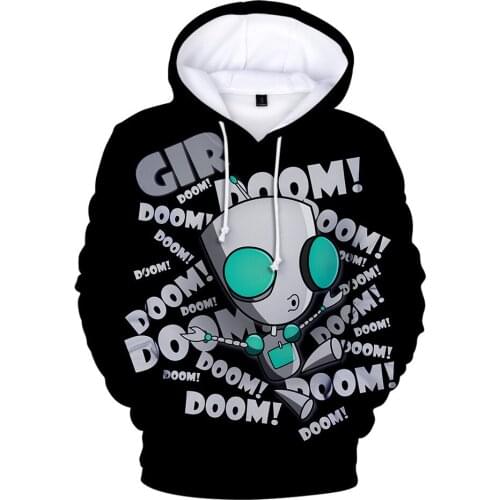 New Invader Zim Men/women Long Sleeve Sweatshirts 3D Print Oversize Hoodies Hip Hop Cool Streetwear boys Autumn winter Outwear