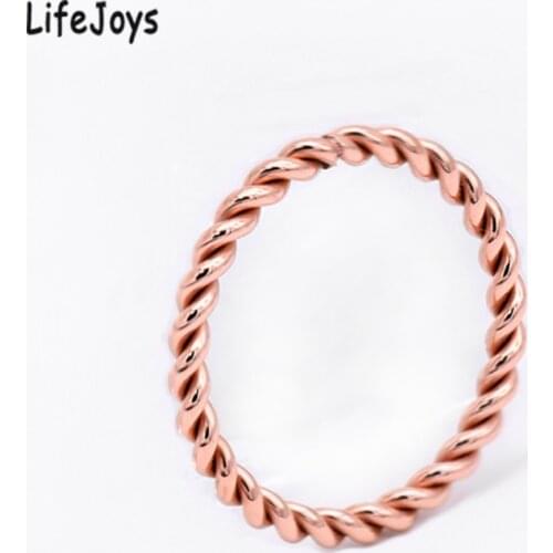 Stainless Steel Thin Ring For Women Spiral Twisted Rope Wire Rings Rose Gold Simple Small Minimalist Jewelry Trendy Size 4 To 10
