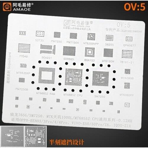 For Snapdragon 765G/SM7250 MTK MT6855Z CPU For Oppo RENO3/3 PRO/4/4PRO/X50/Z6/50PRO BGA Reballing Stencil Tin Solder Template