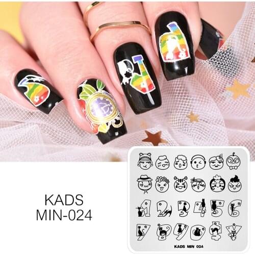 KADS New Arrival MIN Stamp Lovely Cartoon Child and Number Image Template Stencil Beauty Tools Nail Art Image Stamp