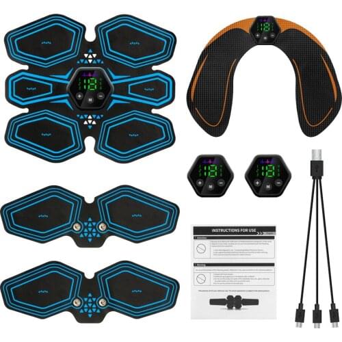 Ems Abdominal Muscle Trainer Stimulator Hip LCD Display Toner USB Abs Fitness Training Home Gym Weight Loss Body Slimming