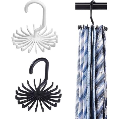 Rotating Twirl Tie Rack Multifunction Adjustable Tie Belt Scarf Hanger Holder Hook Organizer for Closet Organizer Storage