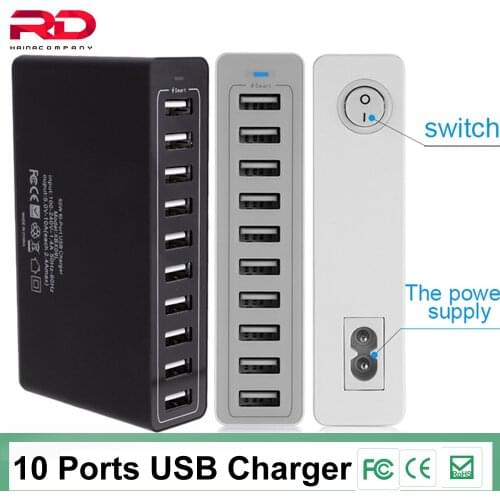 50W Multi USB charger 10 Ports Charger station Multile Port Device fast Charge 5V 10A EU US UK Plug For iPhone x 11 12 xiaomi