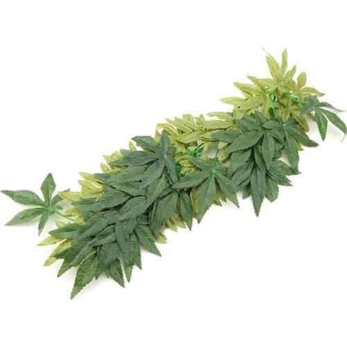 Green Artificial Plant Fake Leaves Aquarium Fish Tank Reptile Terrarium Ornaments Decor