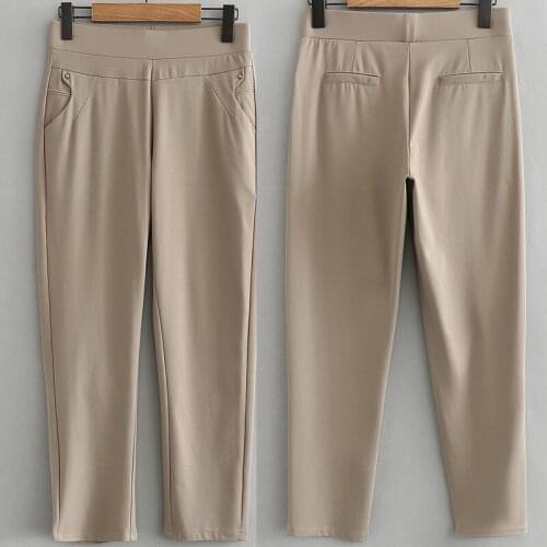 2021 Summer Capris Pants Women Casual High Waist High Elastic Waist Calf-Length Pencil Pant Female Solid Trousers Plus Size 5XL