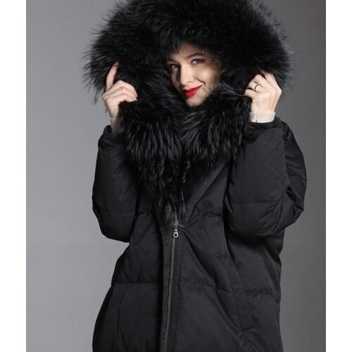 2020 New Large Fur Collar Down Jacket Women Mid-length Autumn and Winter Thick White Duck Down Hooded High-end Down Jacket
