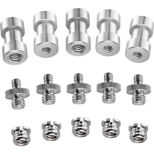 15 Pieces 1/4" 3/8" Metal Threaded Screw Converter Adapter for DSLR Camera,Tripod,Shoulder Rig,Light Stand,Camera Cage