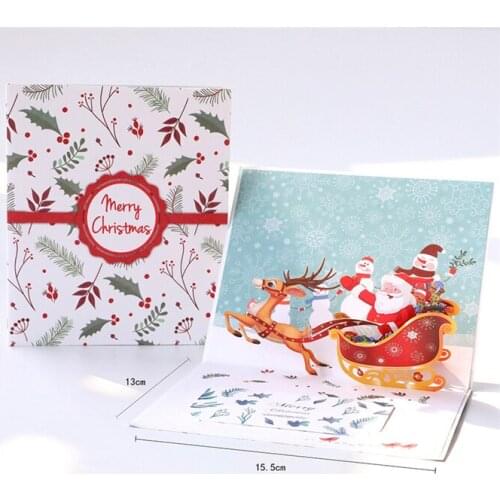 3pcs Santa Claus Merry Christmas 3D Pop Up Cards Anniversary Gifts Card Greeting Cards for All Occasion High-quality postcard
