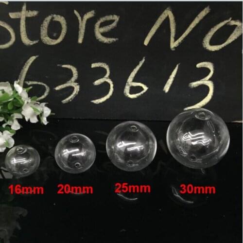 30pcs/lot 16/20/25/30mm clear glass globe bubble with 3mm double hole glass vial pandent glass bottle fashion DIY accessory
