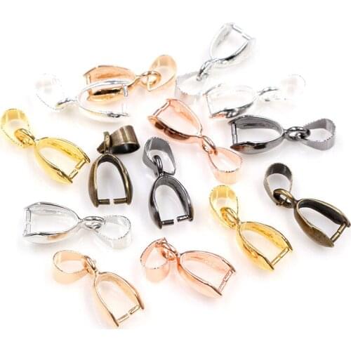 50pcs/lot 5x14mm 6x17mm 8x20mm 7 Colors Pendants Clasps Clips Bails Connectors Copper Charm Beads Necklace DIY Jewelry Findings