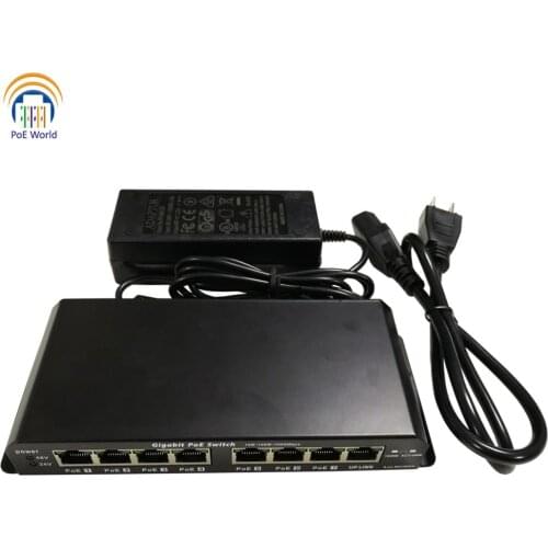 8 port Gigabit Ethernet PoE switch for Ubiquiti and Mikrotik passive PoE Switch with 24V120W power adapter