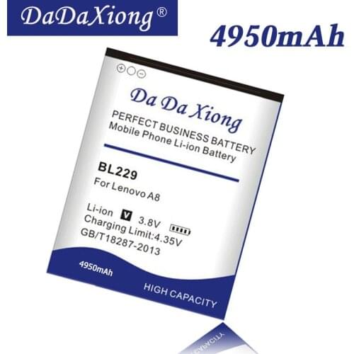 Original Da Da Xiong high capacity 4950mAh BL229 Battery for Lenovo A8 A808T A806 Mobile Phone Battery