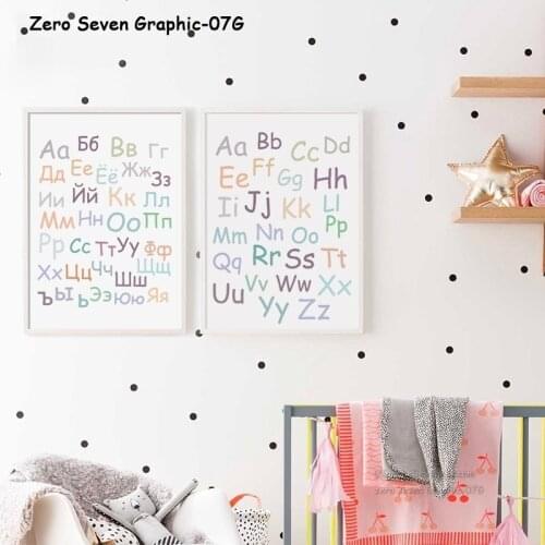 English Russian Alphabet A5 A4 A3 A2 A1 Canvas Painting Poster And Print Childrens Bedroom Wall Art Picture Home Decoration