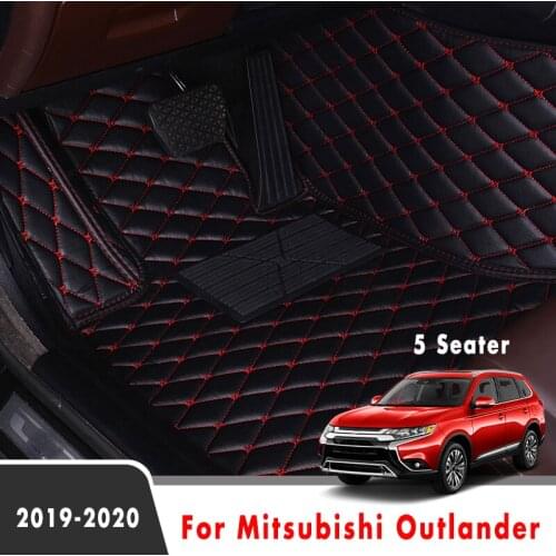Car Floor Mats For Mitsubishi Outlander 2020 2019 5 Seater Leather Carpets Covers Interior Accessories Waterproof Custom Rugs