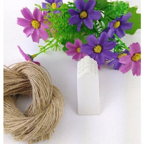 Free Shipping 4x2cm White Retangle Scalloped Small Hang Tags Blank DIY Price Tag Garment Cards 200pcs Tags+200pcs Hemp Strings