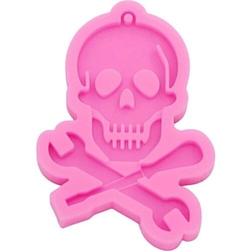Shiny Skull Wrench Epoxy Resin Mold Keychain Pendant Silicone Mould DIY Crafts Jewelry Necklace Earrings Clay Polymer Tools 13MD
