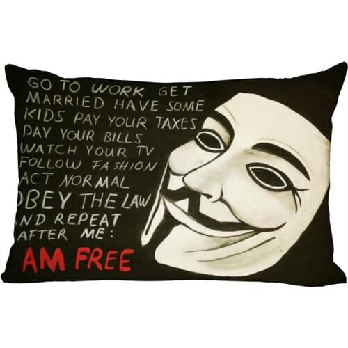 Cushion V for Vendetta Cover Throw Pillow Case Rectangle Cushion For Sofa/Home/Car Decor Zipper Custom PillowCase
