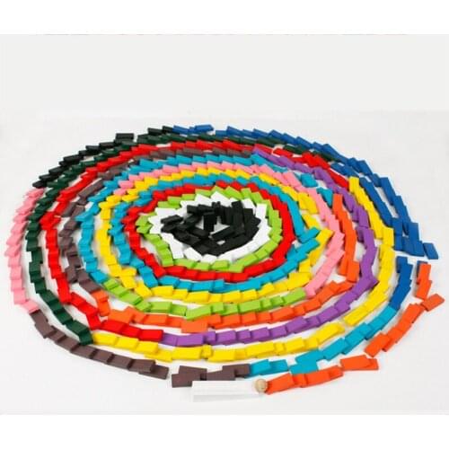 New 120Pcs/Set Children Color Sort Rainbow Wood Domino Blocks Kits Early Bright Dominoes Games Educational Toys For Kid Gift
