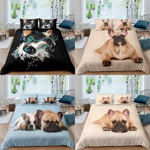 Home Textile Luxury 3D Bulldog Print 2/3Pcs Comfortable Duvet Cover PillowCase Bedding Sets Queen and King EU/US/AU Size
