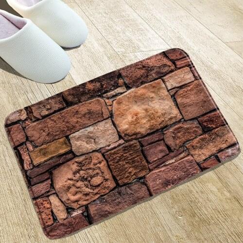 European Oil Printing Bathroom Mat Dilapidated window brick wall Kitchen Doorway Printed Rugs Water Absorption Flannel Mats