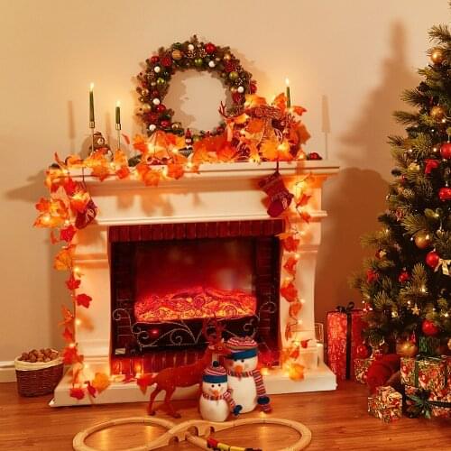 Maple Leaves Lights 10/20/30/40 Led Fairy Lights Fall Garland Harvest Autumn Leaf String Lights Festive DIY Halloween Decoration