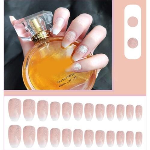 H Short Square False Nails Full Cover Fake Fingernails Press on Glossy Artificial Nails DIY Decoration Supplies For Nail