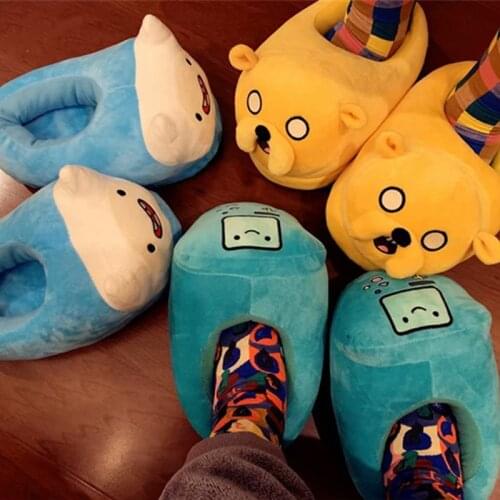 HKSNG Adventure Cartoon Indoor Jake Slippers Winter Warm Unisex Couples Plush Shoes Home House Slippers Children Cartoon