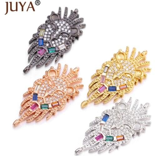 JUYA 2021 New Fashion Four Color Animal Connectors , Popular Cubic Zirconia Animal Charms Jewelry Making Components Handmade