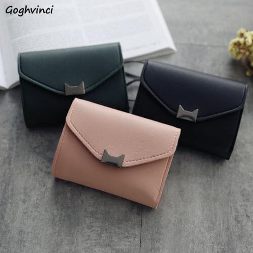 Short Wallets Women Cat Hasp Leisure Kawaii Korean Style Simple Mini Wallet Womens Purse Student Money Bag Fashion Carteria Chic