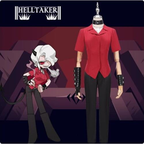 Helltaker Cosplay Costume Zdrada,the bitch demon Red Shirt Uniform Women Girls Halloween Carnival Pants Shirt For Women