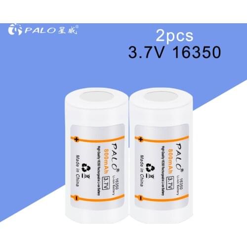 PALO 3.7V 800mAh 16340/16350 Li-ion Rechargeable Flashlight Torch Battery