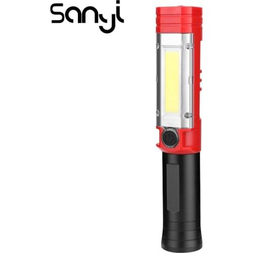 SANYI LED COB Magnetic Flashlight Torch Power by 3*AA Battery Portable Lantern 4 Modes Camping Working Light