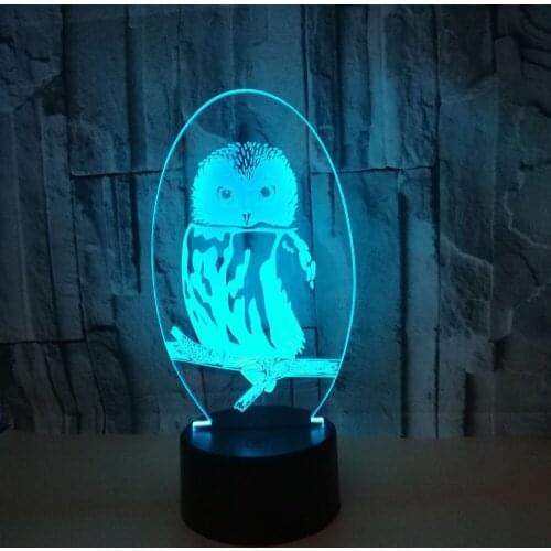 Cute Olw Shape LED 3D Night Light Colorful 3d Table Lamp Room Decor Nightlight For Children Baby Kids Toy Gift