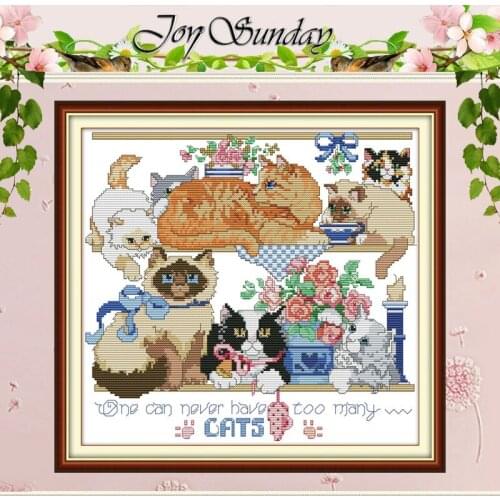 Eight kittens cats animals counted 11CT 14CT Cross Stitch Sets DIY Chinese Cross-stitch Kits Embroidery Needlework Home Decor