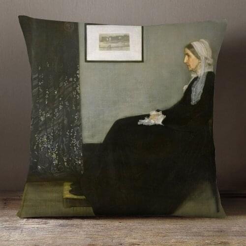 Portrait of the Mother Painting Cushion Covers James McNeill Whistler Art Painting Pillow Case Linen Polyester Sofa Decoration