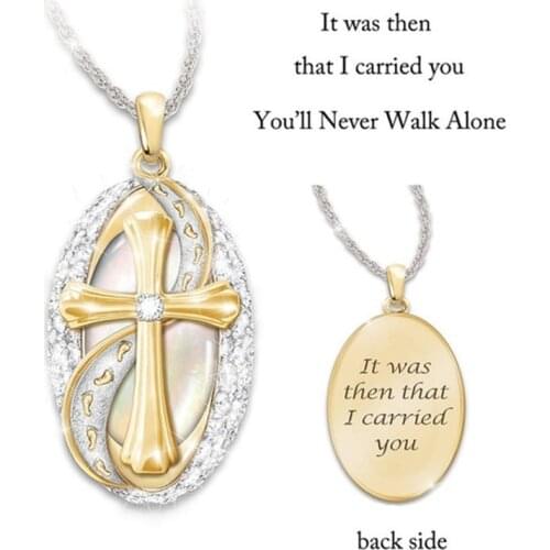 New Two Color Christian Jesus Rhinestone Cross Pendant Necklace Fashion Classic Elegant Lady Jewelry Gift Wholesale