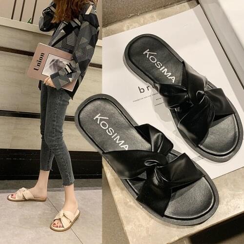 New Ladies Fashion Spring 2021 Pure Color Flat Heel Soft and Comfortable Ladies Slippers Comfortable