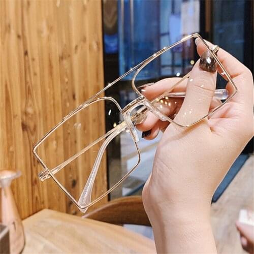 Oversized Alloy Cat Eye Optical Eyeglasses Frame Vintage Rectangle Glasses Women Men Spectacle Frame Unisex Anti Blue Light