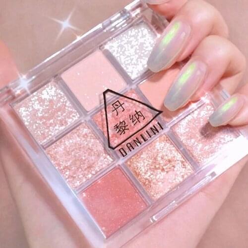 New Transparent 9 Color Pearly Matte Glitter Eyeshadow Palette Earth Color Eye Shadow Waterproof Long-lasting Shiny Makeup Set