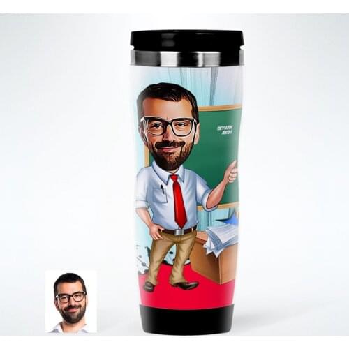 Personalized Mr Teacher Caricature Of Steel Thermos cup-1