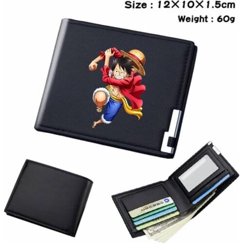Anime One Piece PU Casual Wallet Short Colour Bifold Coin Pocket Student Photo Card Holder Leather Boys Girls Cartoon Purses