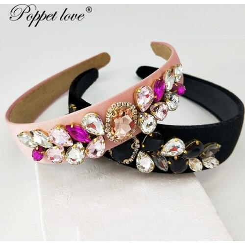 Pink Crystal Headbands Wedding Hair Accessories Bridal Pearl Headband Hair Band Handmade Bridal Head Jewelry