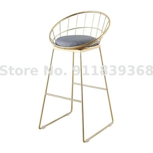 Simple Modern Bar Chair Nordic Stool Gold High Footed Dining Chair Fashion Creative Home Bar Stool Iron Chair