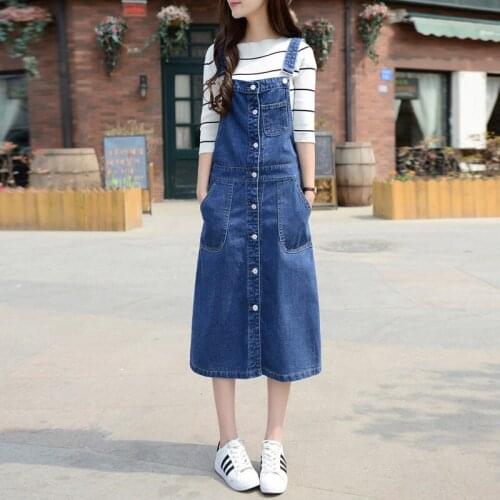 S-9XL Plus Size Spring Denim Strap Long Skirts Womens Summer Denim Skirt Womens Clothing Jeans Overall Casual Vestidos r147