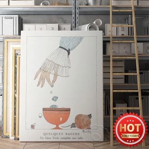 Charles Martin Museum Exhibition Poster, Quelques Bagues Wall Picture, Hand Cup Jewel Prints, Living Room Bedroom Wall Stickers